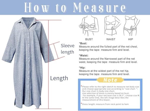 Women's Casual Long Sleeve Button Down Loose Striped Cotton Maxi Shirt Dress