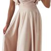Women's V Neck Elegant Party Dress Short Sleeve Skater Dress Wedding Guest Dresses